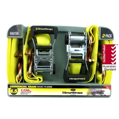 Picture of 159 Ratchet X Tie Down Yellow 4.5m 2pk